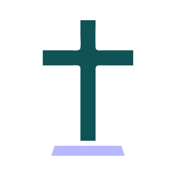 Salib Icon Solid Green Purple Colour Easter Illustration Vector Element — Stock Vector