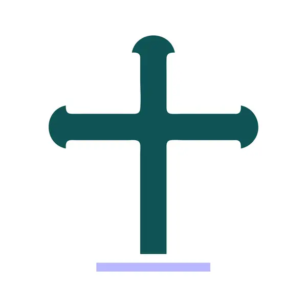 Salib Icono Verde Sólido Color Púrpura Pascua Ilustración Vector Elemento — Vector de stock
