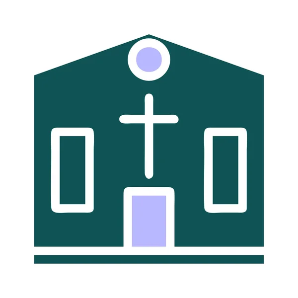 大聖堂のアイコンソリッドグリーンパープルカラーイースターイラストエレメントとシンボル完璧 — ストックベクタ