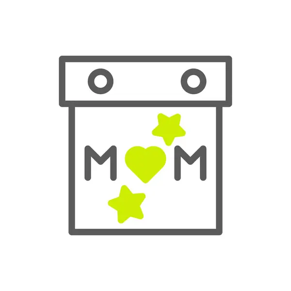 Calendar Mom Icon Duotone Grey Vibrant Green Colour Mother Day — Stock Vector