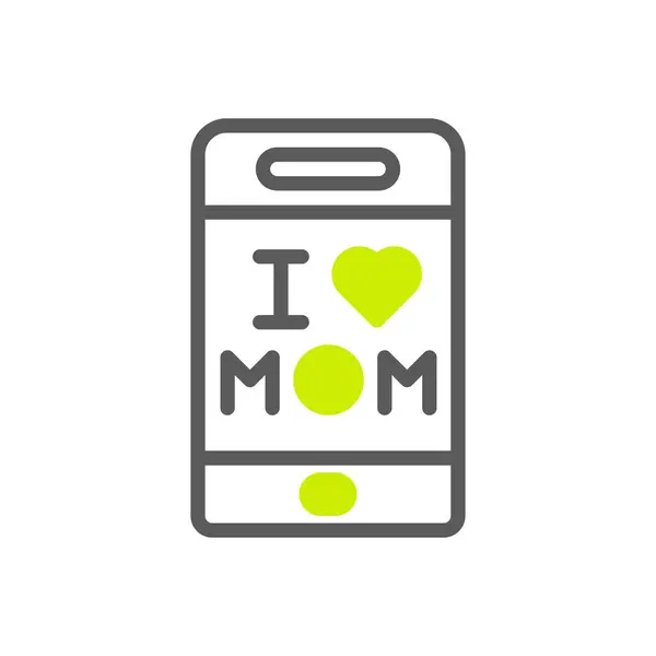 Téléphone Maman Icône Duotone Gris Vibrant Vert Couleur Mère Illustration — Image vectorielle