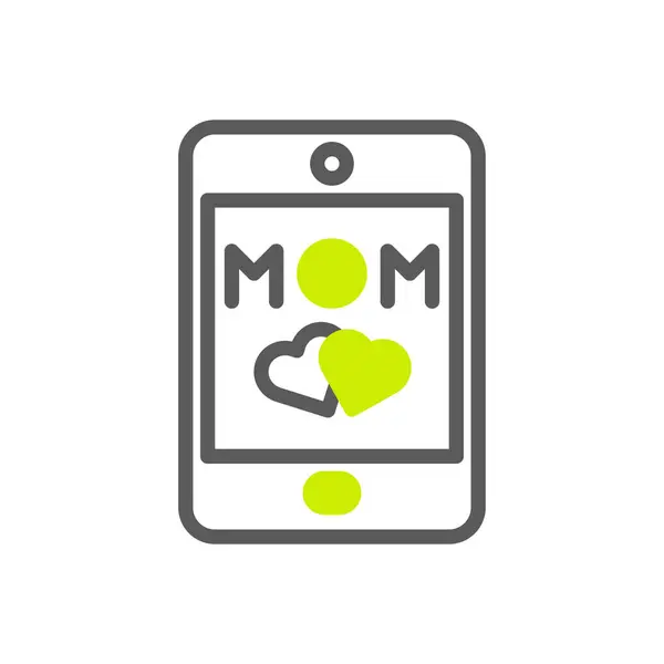 Telefono Mamma Icona Duotone Grigio Vibrante Verde Madre Giorno Illustrazione — Vettoriale Stock