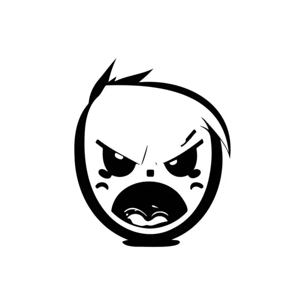 Angry Icon hand draw black colour emoji logo vector element and symbol