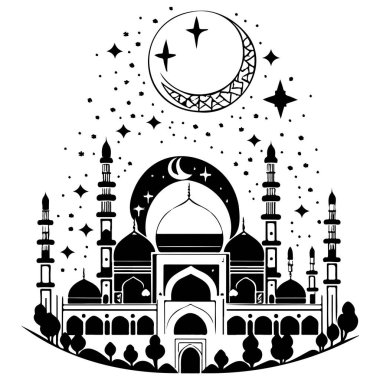 Ramazan ayı Kudüs Cami illüstrasyon elementi