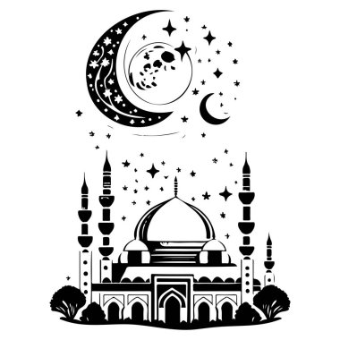 Ramazan ayı Kudüs Cami illüstrasyon elementi