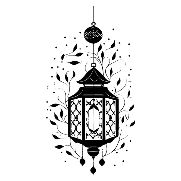 Hangende Lantaarn Ramadan Patroon Illustratie Schets Teken Element — Stockvector