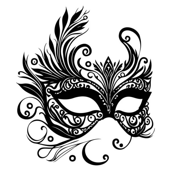 Elegantní Karneval Maska Černá Ilustrace Skica Ruční Kreslení Prvek Stock Ilustrace