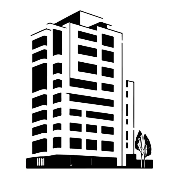 建物のアパートのイラスト スケッチ手描き要素 — ストックベクタ
