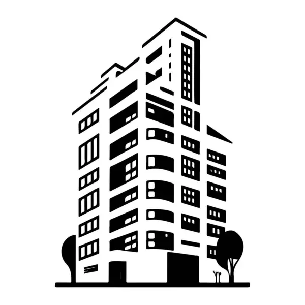 建物のアパートのイラスト スケッチ手描き要素 — ストックベクタ