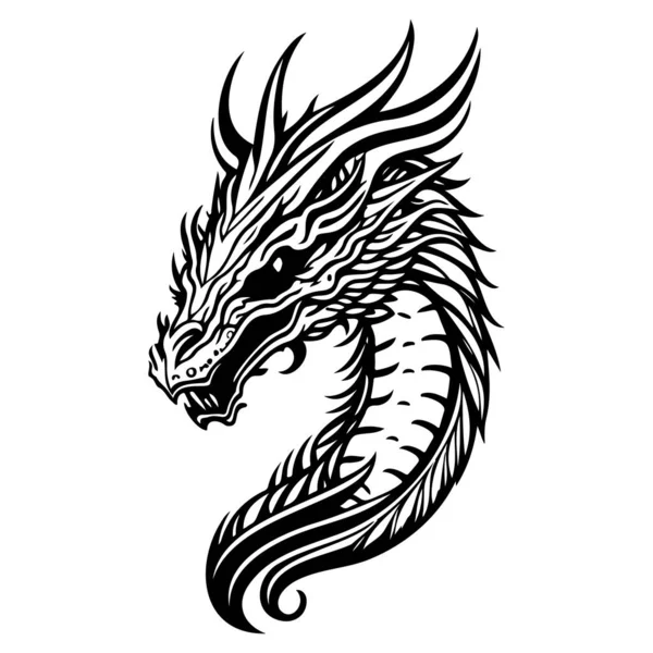 Stock vector chinese head dragon illustration sketch hand draw black element