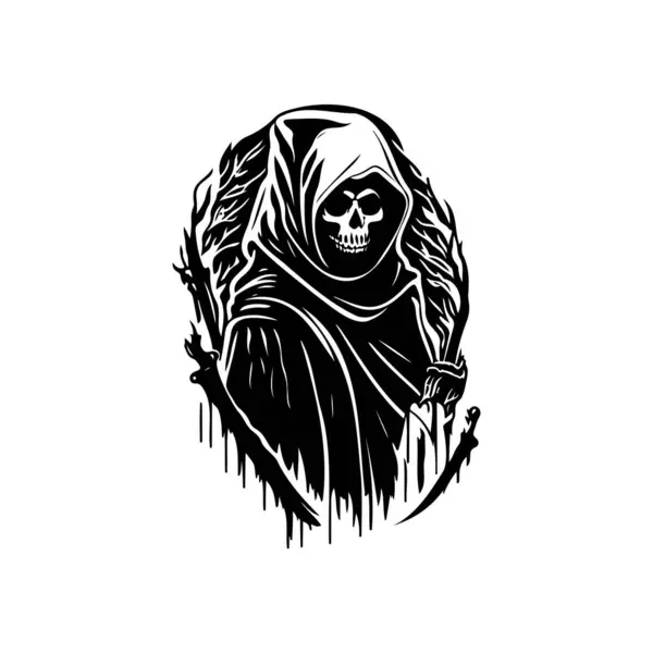 Reaper Icon Tangan Menggambar Hitam Warna Halloween Elemen Logo Vektor Stok Ilustrasi 