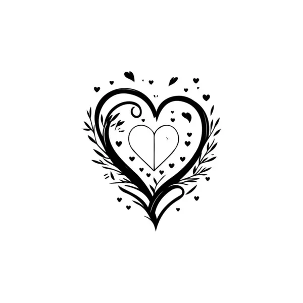 Серце Любов Ікона Рука Малює Чорний Колір Світ День Раку Стокова Ілюстрація