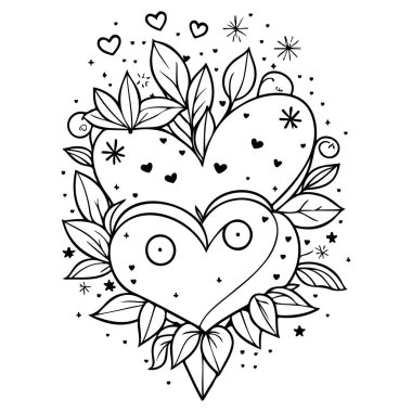 Karalama soyut sevgililer günü aşk yıldızı çiçek çizim elementi