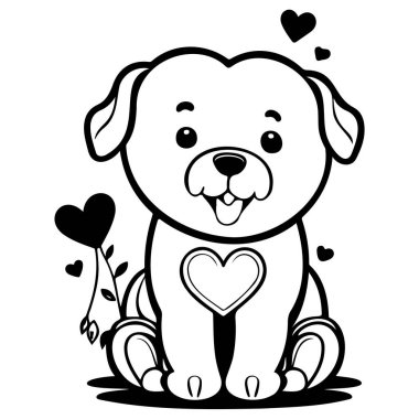 Sevgililer Günü 'n kutlu olsun. Yavru köpek çizim elementini seviyor.