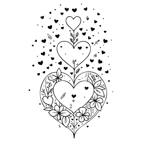 doodle kids love flower valentine illustration sketch hand draw element
