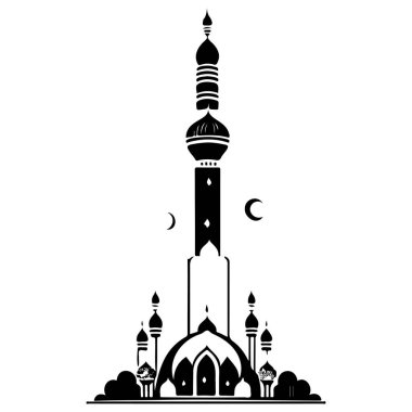 Karalama minare ramadhan illüstrasyon çizim el çizim ögesi