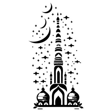 Karalama minaresi ramazan çizim çizim elementi siyah