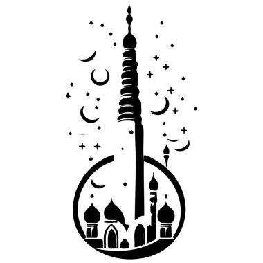 Karalama minaresi ramazan çizim çizim elementi siyah