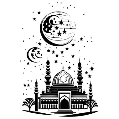 Ramadhan Kareem Ay Cami çizimi el çizimi ögesi