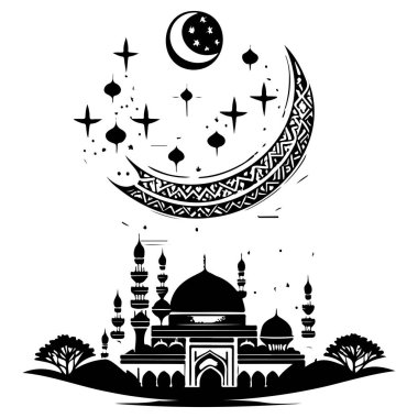 Ramadhan Kareem Ay Cami çizimi el çizimi ögesi