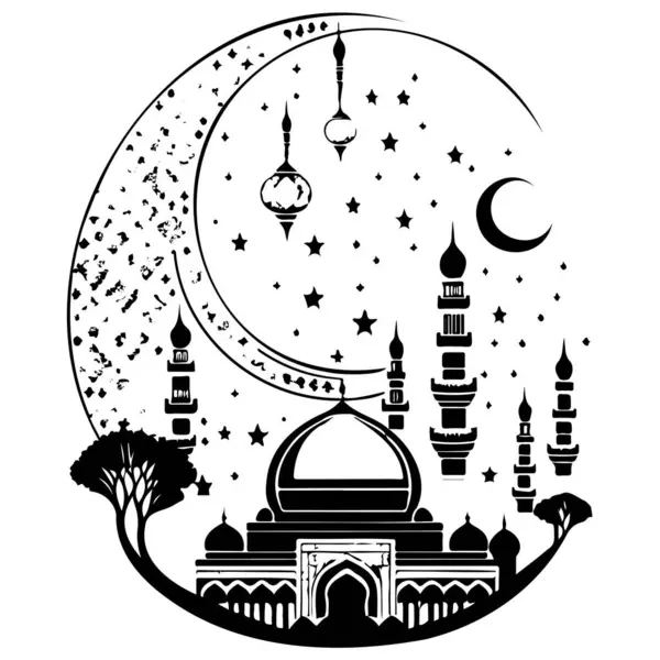 Ramadhan Kareem Ay Cami çizimi el çizimi ögesi