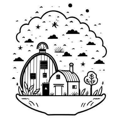 bir çiftlik yayı çizim el çizim elementinin ev tırmanışı