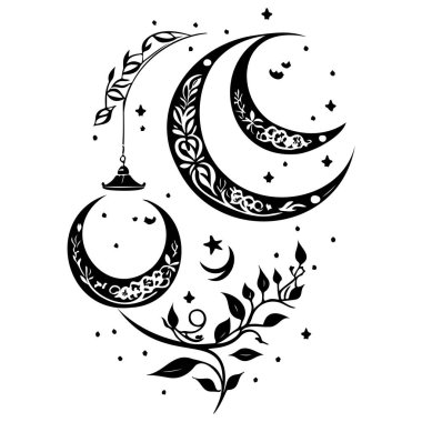 Ramazan Feneri Hilal Ay çizimi çizim elementini asıyor