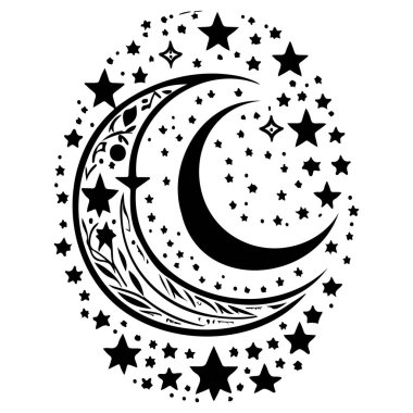 Ay yıldızı ramazan Arap İslami illüstrasyon çizim el çizimi ögesi