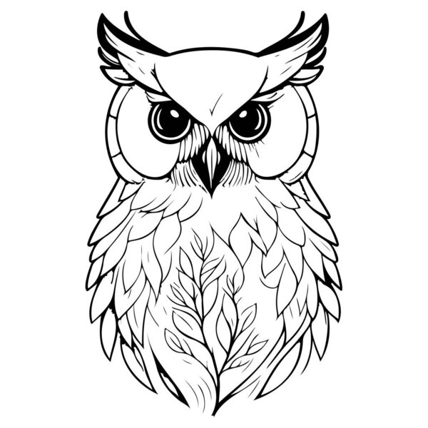 animal owl brave with floral spring illustration sketch hand draw element
