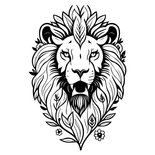 animal lion brave scary angry illustration sketch hand draw element