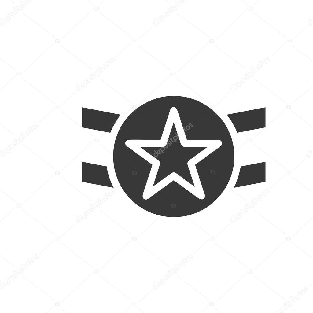 Badge icon solid grey military illustration symbol