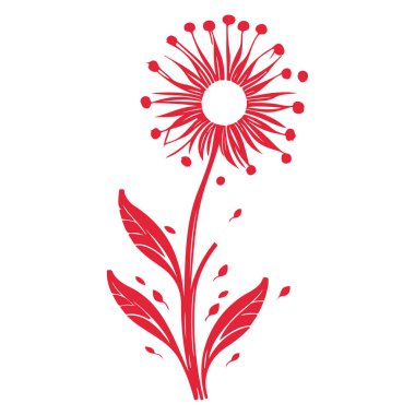 Kırmızı bahar karahindiba çiçeği çizim elementi 