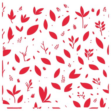 Çiçek yapraklı çiçek desensiz Doodle illüstrasyon elementi kırmızı
