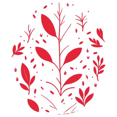 Çiçek yapraklı çiçek desensiz Doodle illüstrasyon elementi kırmızı