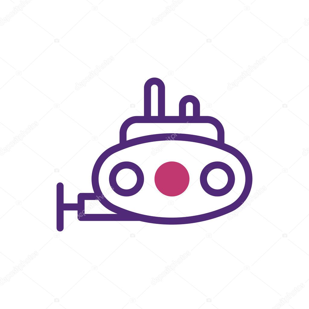 Submarine Element duotone purple pink military illustration symbol