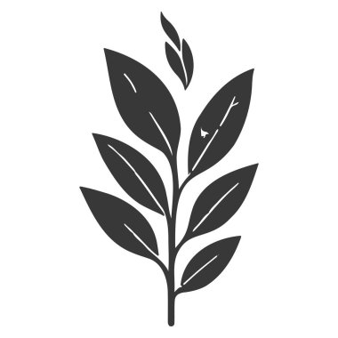 Leylak yaprağı bitkisi çiçek çizimi çizim elementi gri