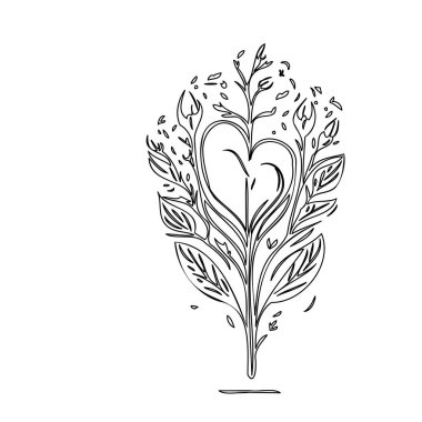 Bleeding Heart flower plant illustration sketch outline element clipart