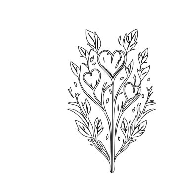 Bleeding Heart flower plant illustration sketch outline element clipart