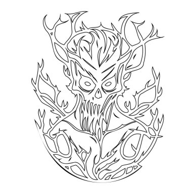 Wendigo Halloween illustration sketch outline element clipart