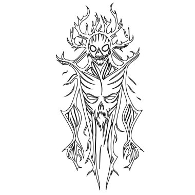 Wendigo Halloween illustration sketch outline element clipart