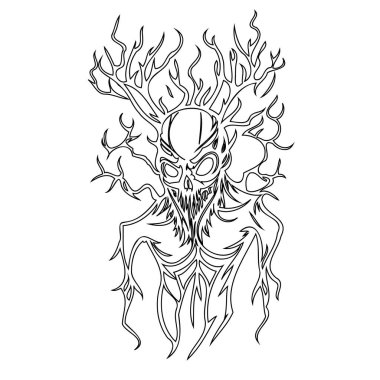 Wendigo Halloween illustration sketch outline element clipart