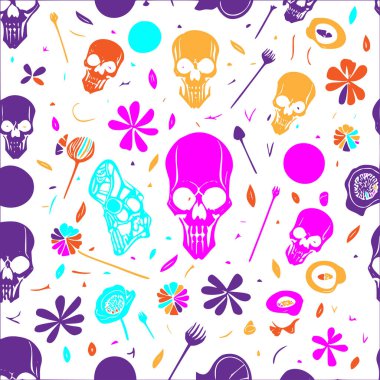 Skeletons Calacas abstract pattern abstract seamless halloween wallpaper