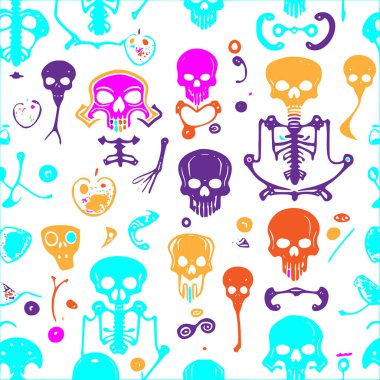 Skeletons Calacas abstract pattern abstract seamless halloween wallpaper