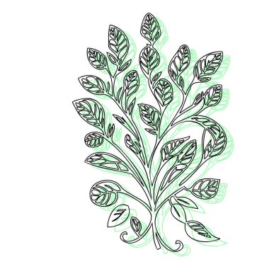 Wisteria flower plant illustration sketch outline shadow green element clipart