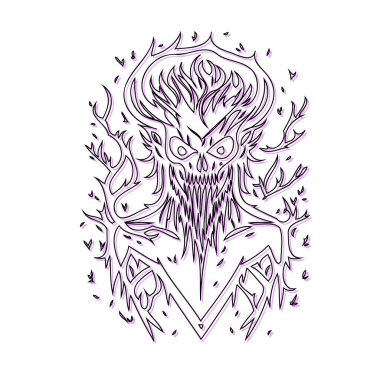 Wendigo Halloween illustration sketch outline shadow purple element clipart