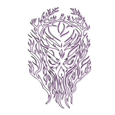 Wendigo Halloween illustration sketch outline shadow purple element clipart