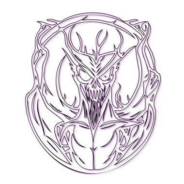 Wendigo Halloween illustration sketch outline shadow purple element clipart