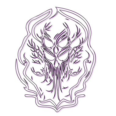 Wendigo Halloween illustration sketch outline shadow purple element clipart