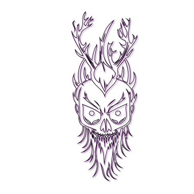 Wendigo Halloween illustration sketch outline shadow purple element clipart