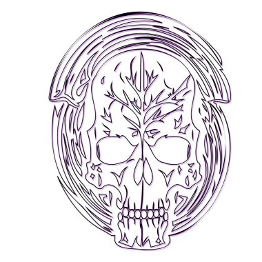 Cursed Skull Halloween illustration sketch outline shadow purple element clipart